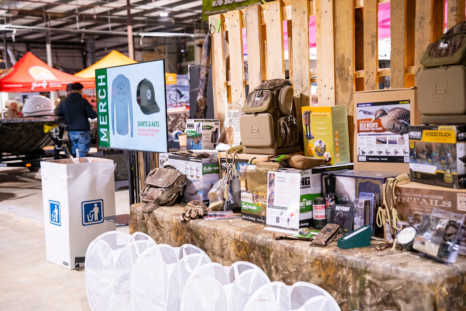 Expo booth full of products and merchandise